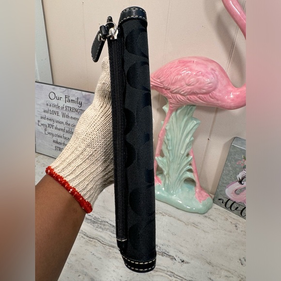 Coach Vintage Y2K Black Monogram Fabric & Leather Full Size Snap Open Wallet - Picture 5 of 12